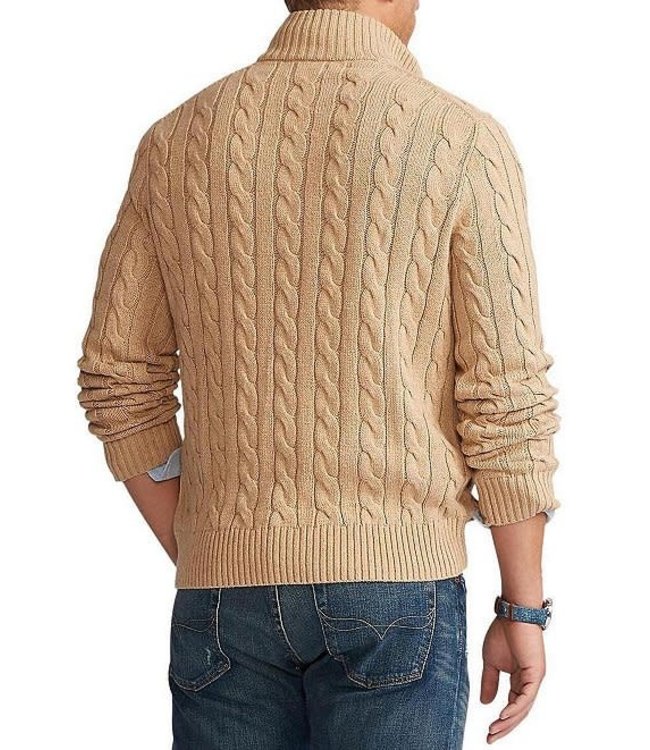 PRL Cable-Knit Cotton Quarter-Zip Sweater