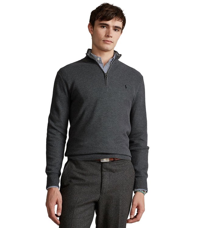Men's Textured Pima Cotton Half Zip Sweater