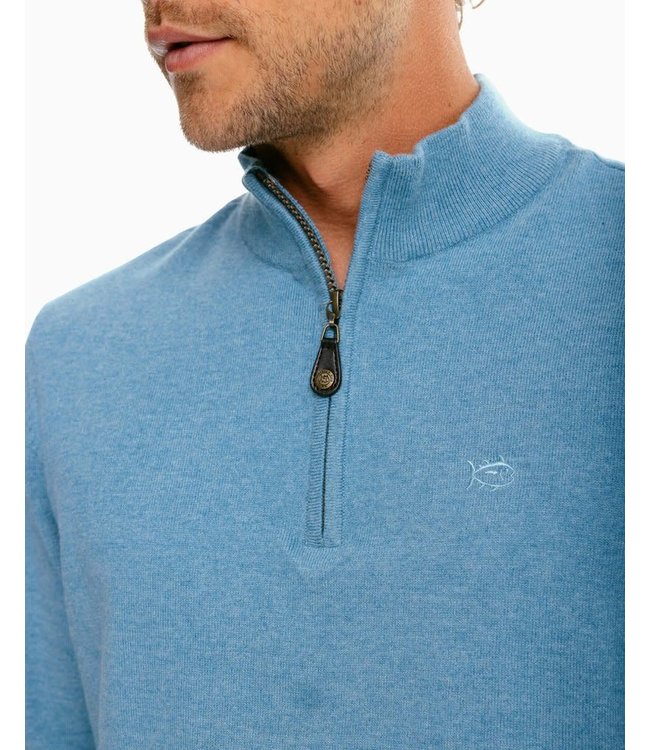 Southern Tide Jade Heather Croaker Quarter Zip Sweater