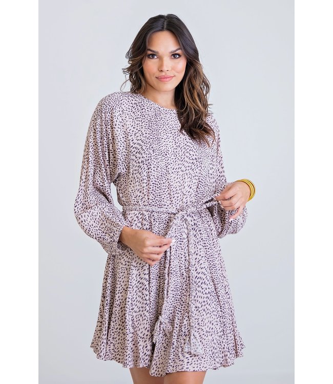 Karlie Leopard Print Braid Belt Dress 