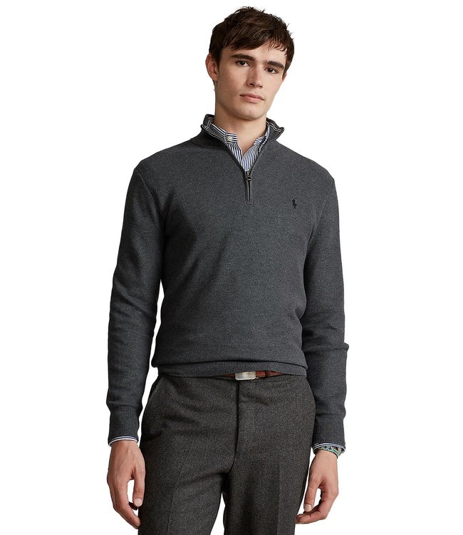 Men's Textured Pima Cotton Half Zip Sweater