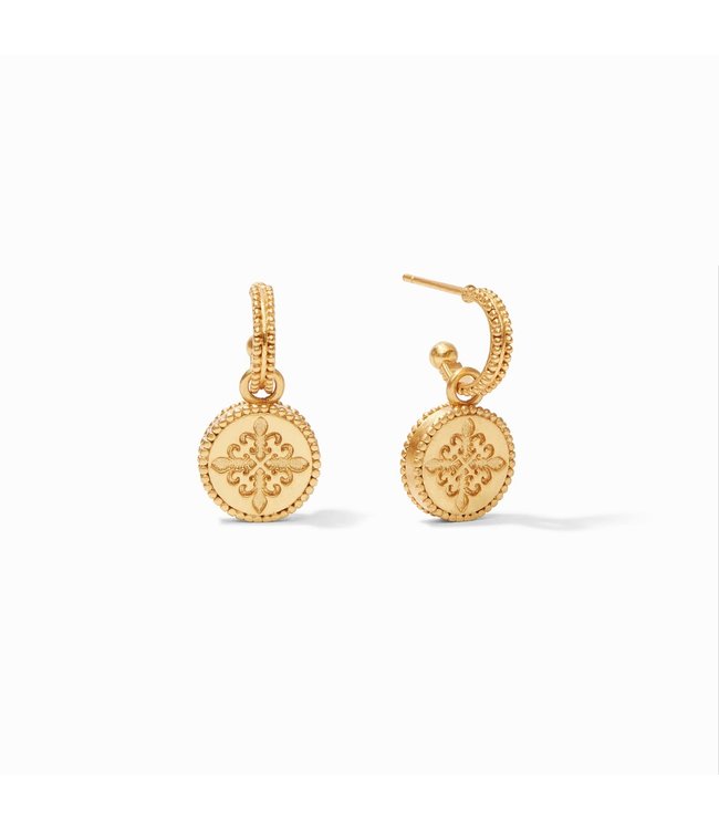 Julie Vos Fleur-de-Lis Hoop & Charm Reversible Gold Earrings