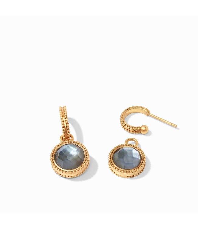 Julie Vos Fleur-de-Lis Hoop & Charm Reversible Gold Earrings