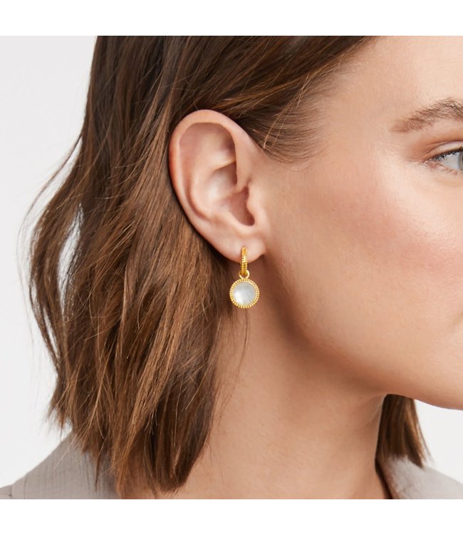 Julie Vos Fleur-de-Lis Hoop & Charm Reversible Gold Earrings