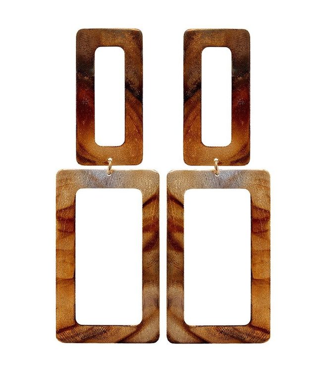 Sheila Fajl Burnished Double Rectangle Dangle Earrings