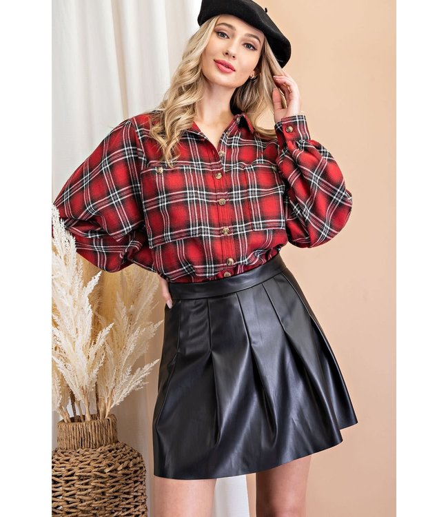 ee:some Pleated Faux Leather Mini Skirt