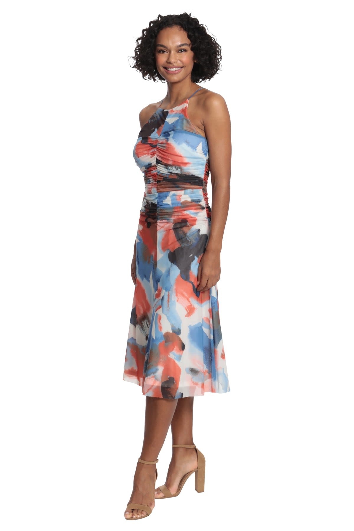 Ruched Halter Midi Dress