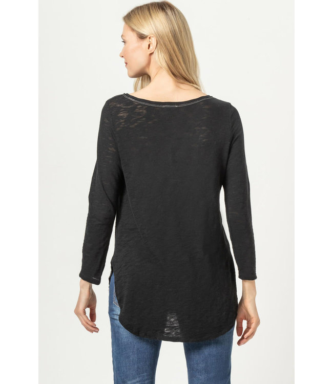 Lilla P 3/4 Sleeve Shirttail Boatneck Top