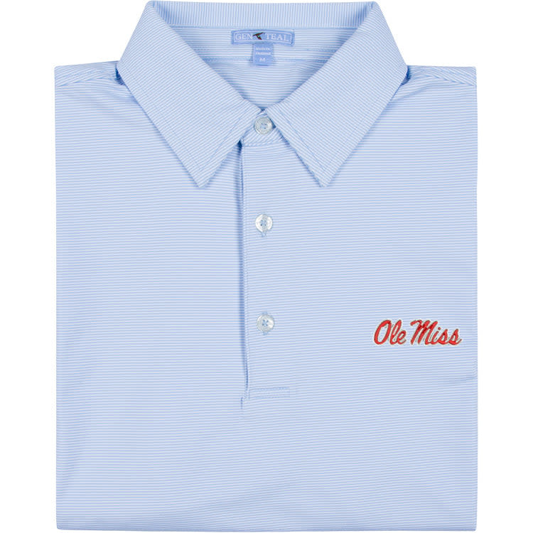 Genteal - Ole Miss Pinstripe Performance Polo - Heritage Blue / XX-Large Genteal - Ole Miss Pinstripe Performance Polo - Heritage Blue / XX-Large