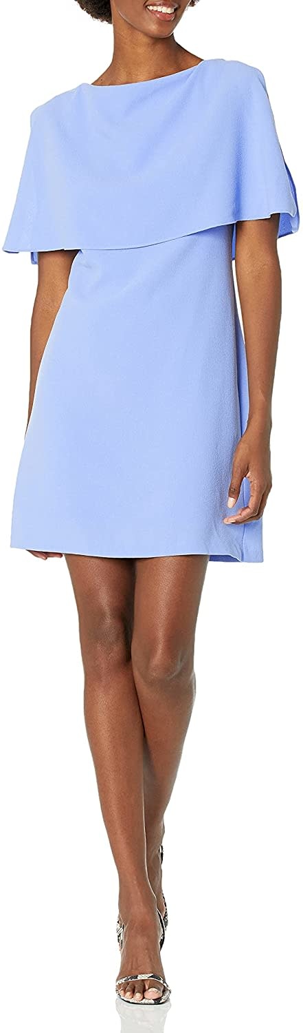 Adrianna Papell Crepe Shift Dress with Cape Popover Abraham s