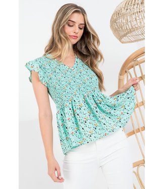 THML THML Smocked Print Top