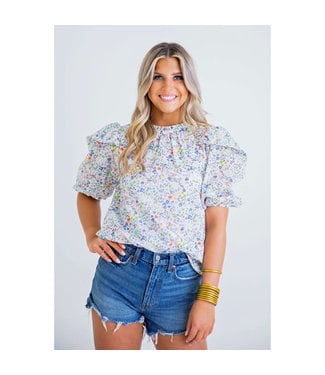 Karlie Multi Floral Puff Sleeve Top