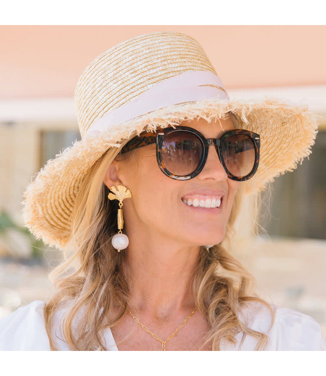 Susan Shaw Bamboo Ginkgo Pearl Earrings