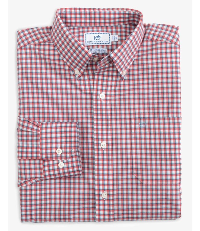 Southern Tide Waddell Plaid brrr Intercoastal LS Performance Sport Shirt