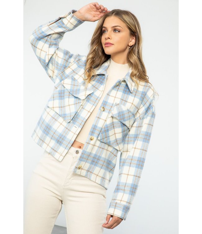 Plaid button shop up jacket