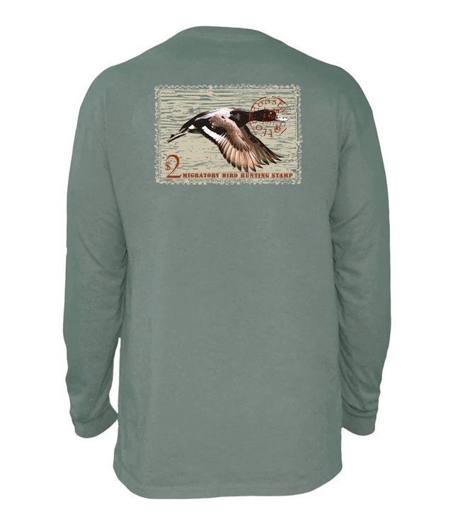 Coastal Cotton L/S Scaup Duck Stamp Pima Cotton Pocket Tee