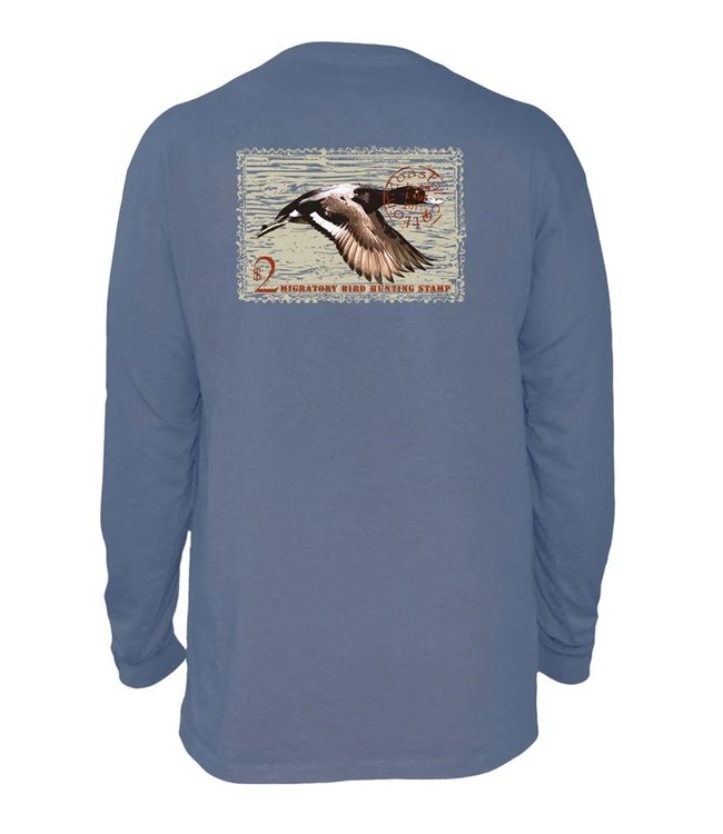 Coastal Cotton L/S Scaup Duck Stamp Pima Cotton Pocket Tee