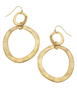 Susan Shaw Gold Handcast Double Circle Earrings