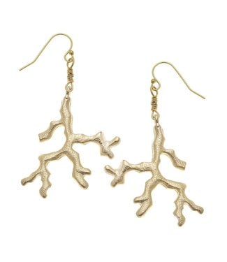 Susan Shaw Handcast Gold Large Coral Drop Earrings