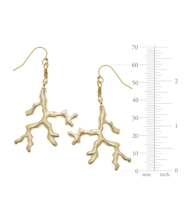 Susan Shaw Handcast Gold Large Coral Drop Earrings