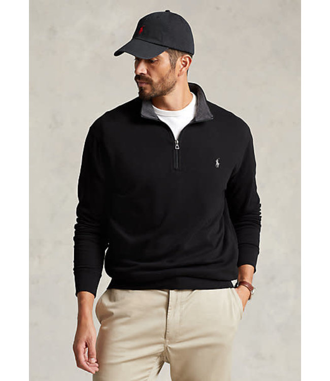 PRL Big & Tall Double-Knit Jersey 1/2 Zip Solid Pullover