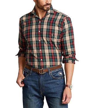 Polo Ralph Lauren Big & Tall Long-Sleeve Yarn-Dyed Oxford Sportshirt W/ Spread Collar - Plaid