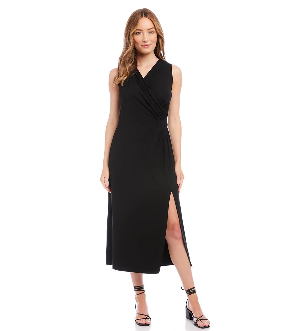 Karen Kane Women's Faux Wrap Midi Dress - Black - Size M