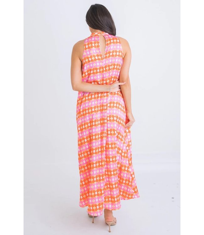 Karlie Retro Floral Mock Halter Maxi Dress