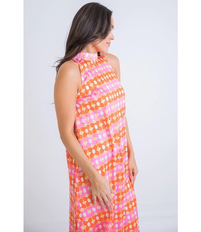 Karlie Retro Floral Mock Halter Maxi Dress