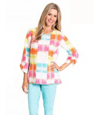 A LA Carte Tie Dye Stripe Linen Top