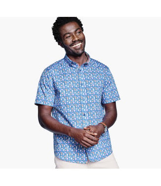 Johnston and Murphy Short Sleeve Printed Cotton Shirt