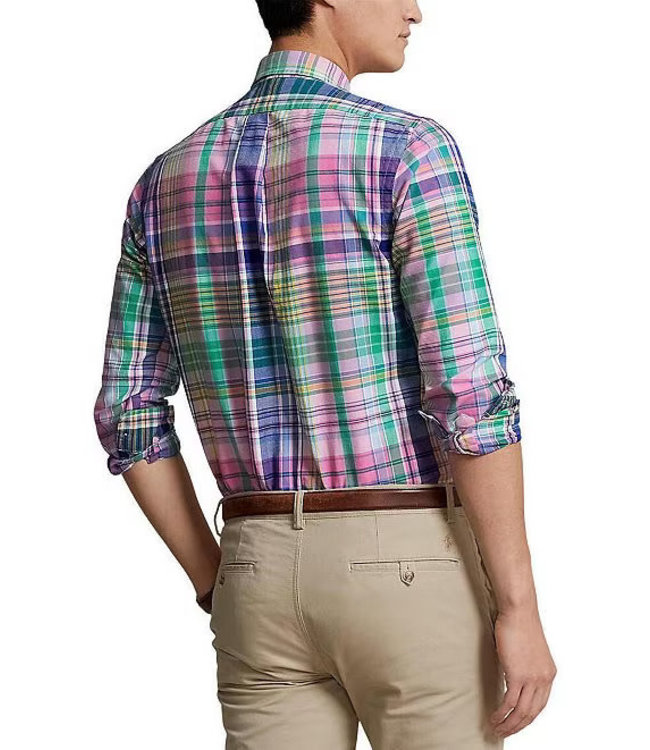 PRL Classic Fit Plaid Oxford Long Sleeve Woven Shirt