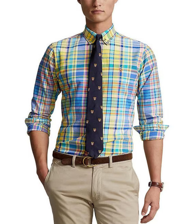 PRL Classic Fit Plaid Oxford Long Sleeve Woven Shirt