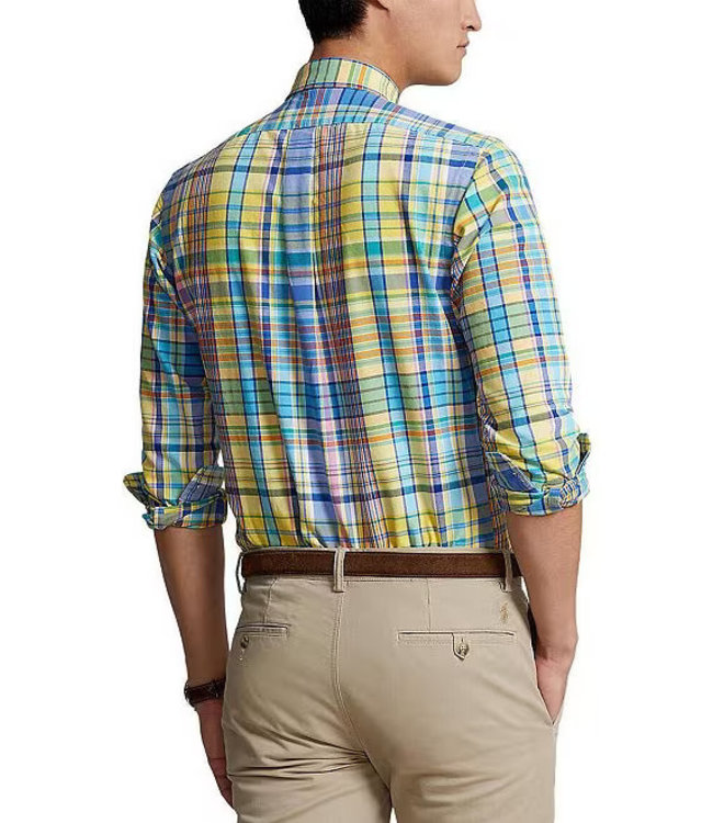 PRL Classic Fit Plaid Oxford Long Sleeve Woven Shirt