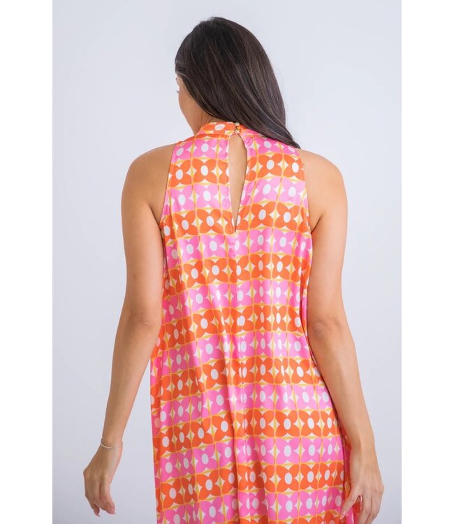 Karlie Retro Floral Mock Halter Maxi Dress