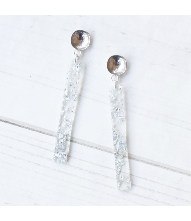 Virtue - Hammered Acrylic Bar Earrings