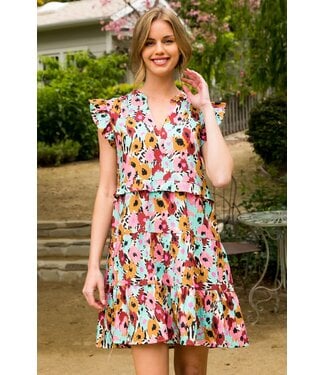 THML Multicolor Flower Print Dress