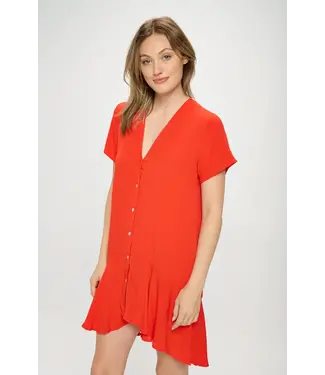 130 Cole | Colletta Coop Crinkle Gauze S/S Button Front Dress