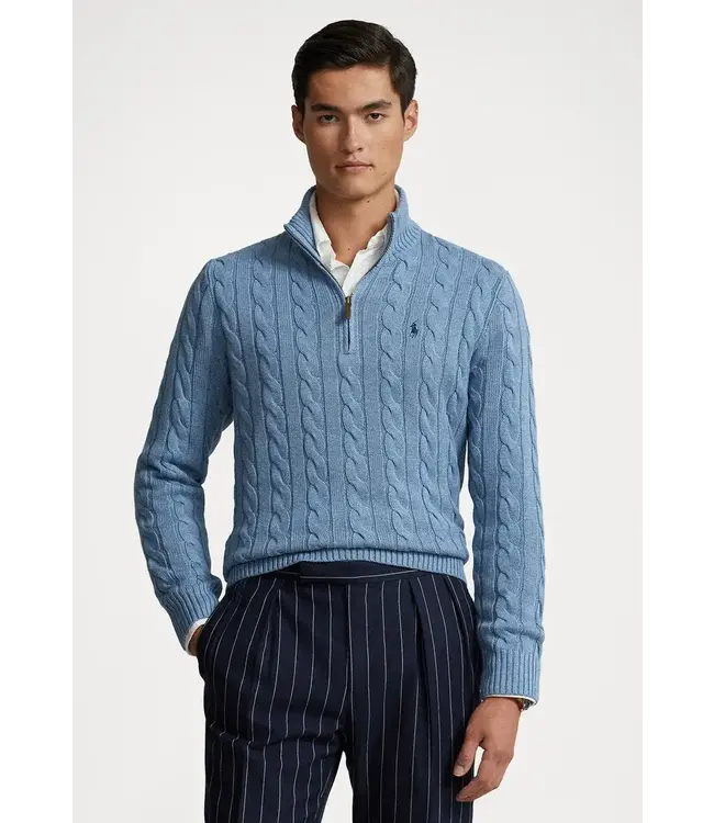 PRL  Cotton Cable Knit Quarter Zip Sweater