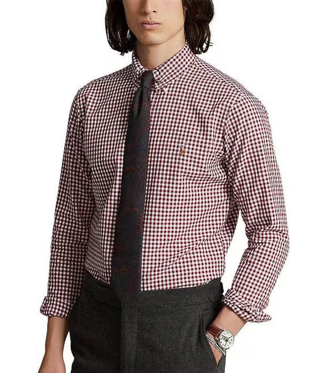 PRL Long-Sleeve Yarn-Dyed Oxford Sportshirt - Gingham