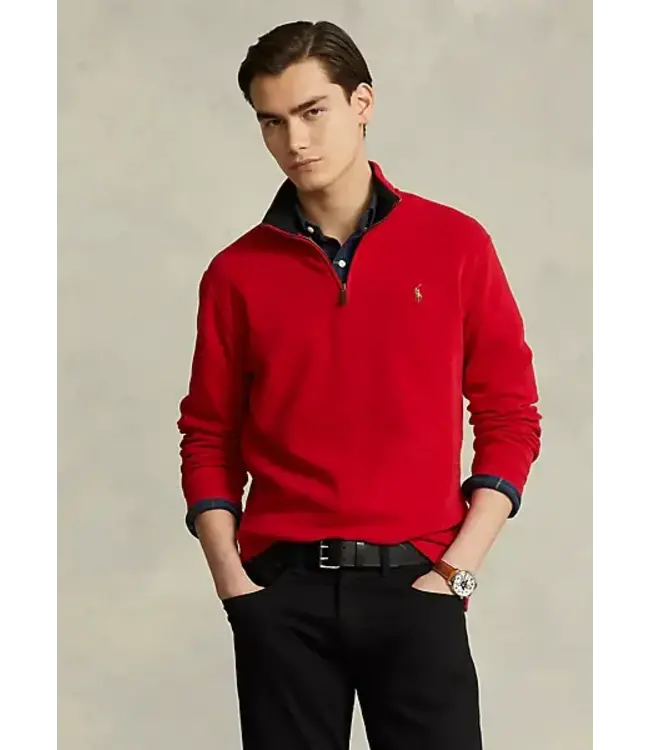 Polo Ralph Lauren Long-Sleeve Estate Rib 1/2 Zip Pullover W/ Contrast Interior Collar