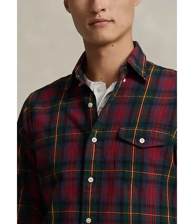 PRL Long-Sleeve Classic Oxford Sport Shirt - Plaid