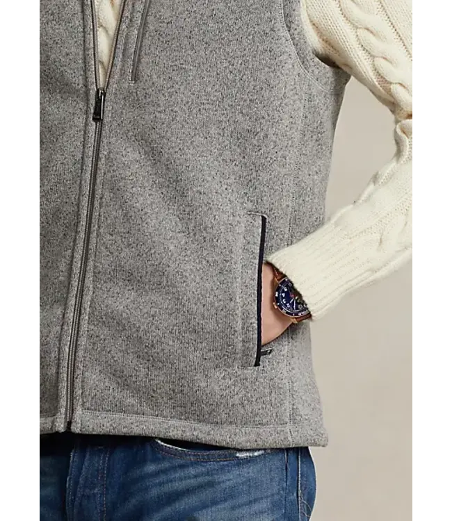 PRL Sweater Fleece Full-Zip Vest with Zipper Chest Pocket
