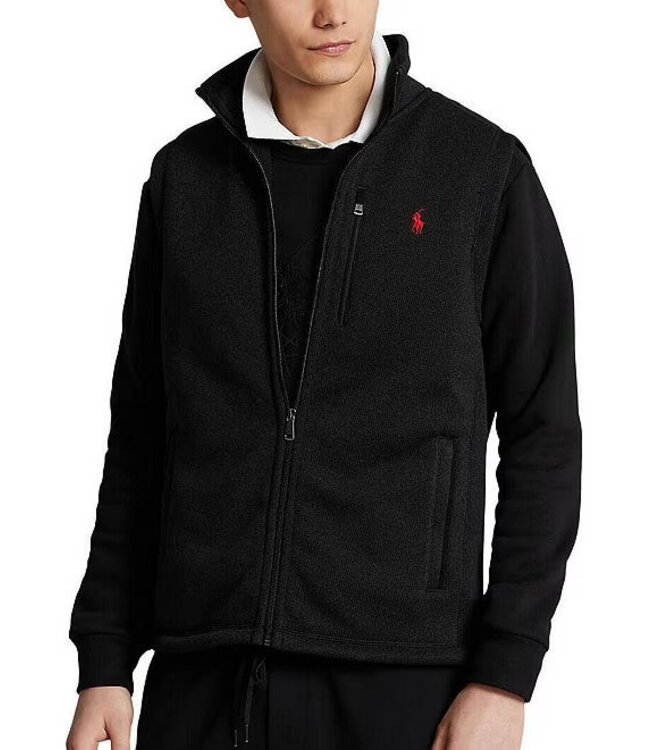 PRL Sweater Fleece Full-Zip Vest with Zipper Chest Pocket
