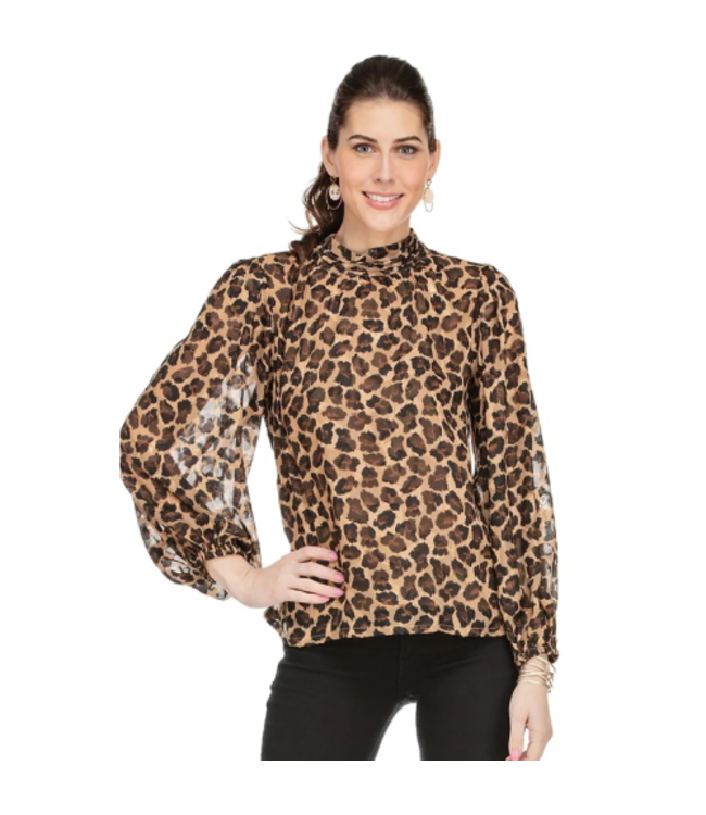 Jade Melody Tam Cinched Neck Blouse