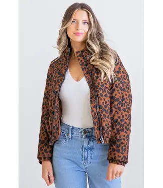 Karlie Leopard Cord Puffer Jacket