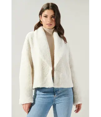 Sugarlips Edwina Faux Sherpa Shawl Collar Jacket