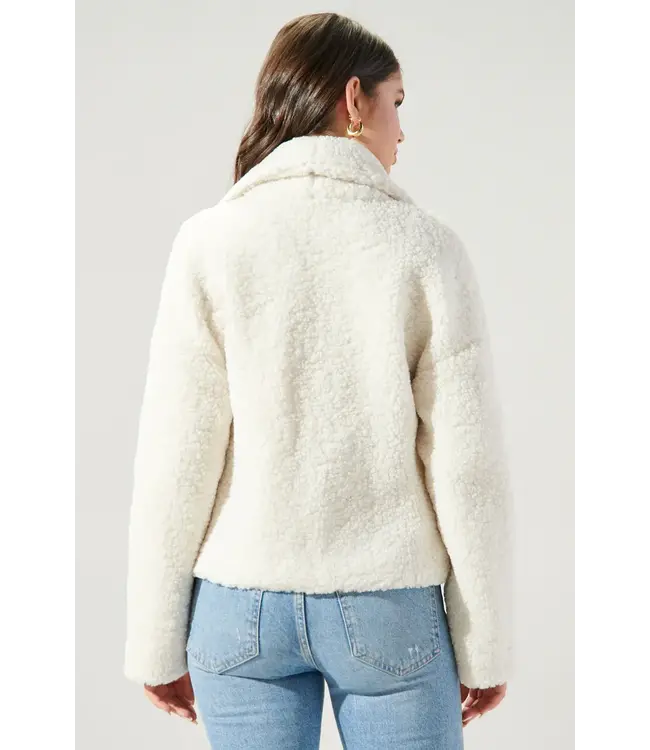 Sugarlips Edwina Faux Sherpa Shawl Collar Jacket