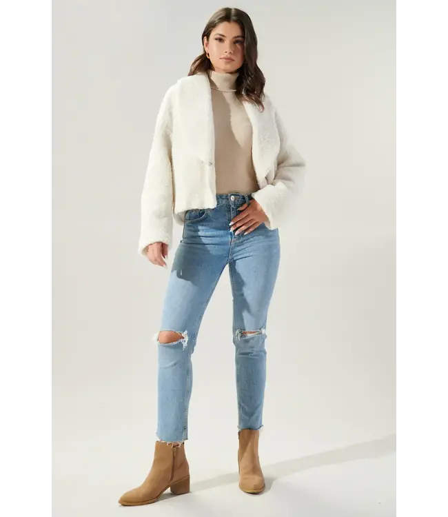 Sugarlips Edwina Faux Sherpa Shawl Collar Jacket
