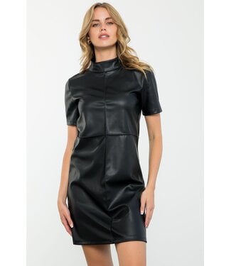 THML Leather Short Sleeve Dress